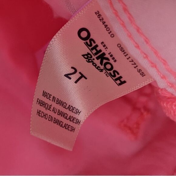 Oshkosh b'gosh neon pink overall 2T @c1 - Picture 4 of 5